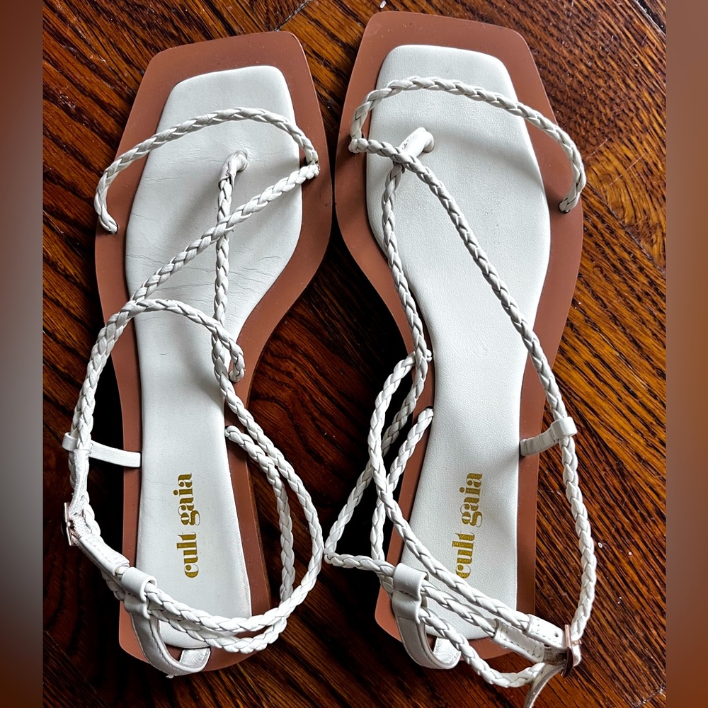 Cult Gaia Juno White Strappy Sandals